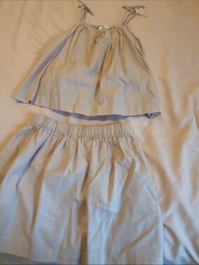 H&M Beige/Taupe Girls Matching Tank Top & Skirt Set